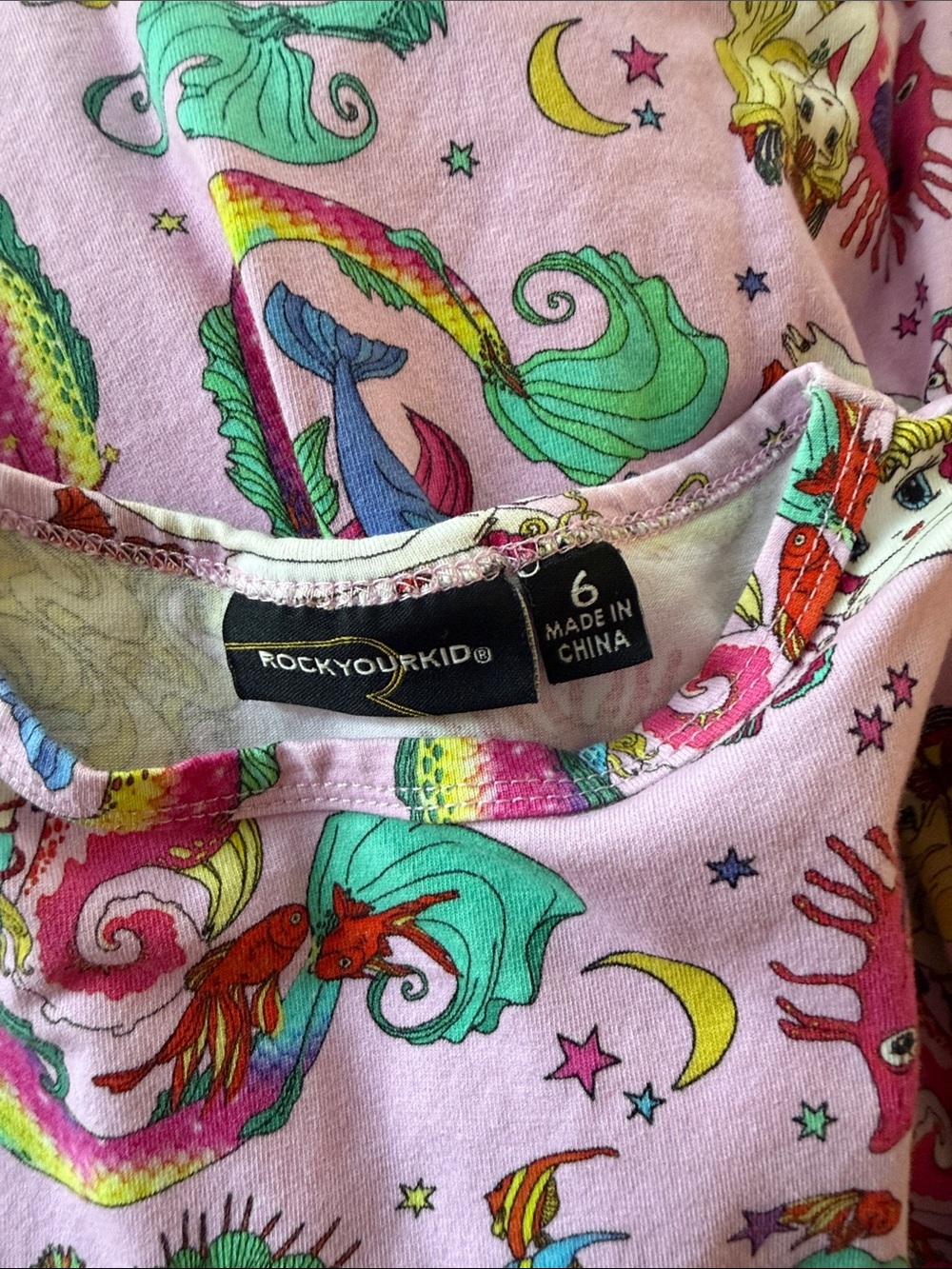 Rock Your Kid Pink Mermaid ๐งโโ๏ธ & Dolphin ๐ฌ Print Dress - Picture 6 of 6